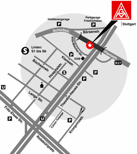 Lageplan IG Metall Büro Stuttgart